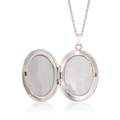Engravable Sterling Silver Locket Pendant Necklace With Diamond &mdash; Alt Image 3