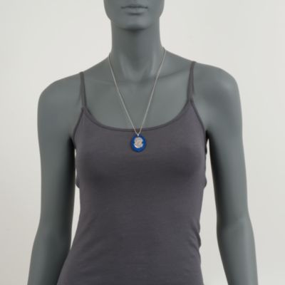 Italian Lapis Cameo Pendant Necklace in Sterling Silver. 23.50" &mdash; Alt Image 2