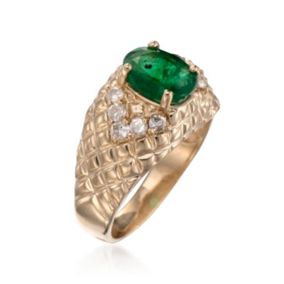 C. 1980 Vintage 1.15 Carat Emerald and .50 ct. t.w. Diamond Ring in 14kt Yellow Gold. Size 7.75 &mdash; Alt Image 3