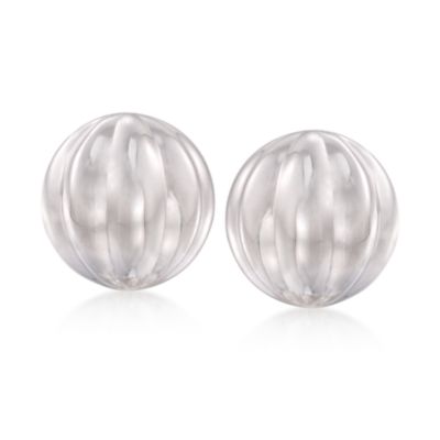 Italian Sterling Silver Ribbed Dome Earrings &mdash; Alt Image 1