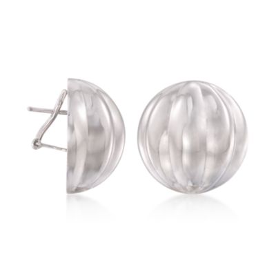 Italian Sterling Silver Ribbed Dome Earrings &mdash; Alt Image 3