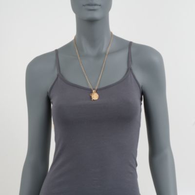 .30 ct. t.w. CZ Italian Key and Cameo Necklace in 24kt Gold Over Sterling. 23.50" &mdash; Alt Image 2