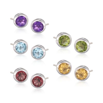 5-Pair Bezel-Set 8.40 ct. t.w. Multi-Gem Stud Earring Set in Sterling Silver &mdash; Alt Image 1
