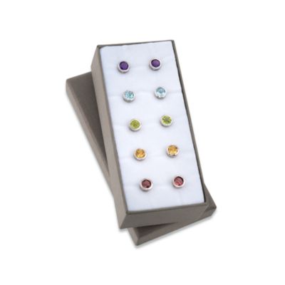 5-Pair Bezel-Set 8.40 ct. t.w. Multi-Gem Stud Earring Set in Sterling Silver &mdash; Alt Image 8