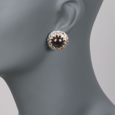 12-13mm Brown Mabe Pearl and  .45 ct. t.w. Sapphire Earrings in Two-Tone &mdash; Alt Image 2