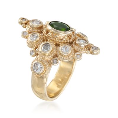 1.00 Carat Green Diopside and 1.45 ct. t.w. Sapphire Ring in 18kt Over Sterling. Size 10 &mdash; Alt Image 3