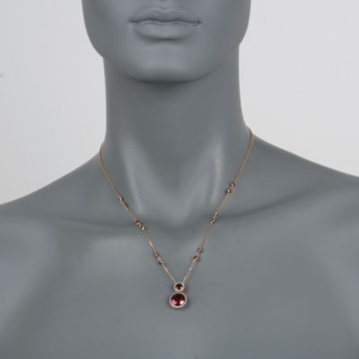 6.20 ct. t.w. Garnet and .10 ct. t.w. Diamond Pendant Necklace in 14kt Yellow Gold. 16" &mdash; Alt Image 2