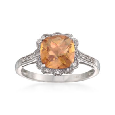 2.05 Carat Citrine Ring With Diamonds in 14kt White Gold &mdash; Alt Image 1