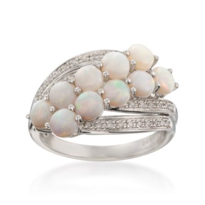 .10 ct. t.w. Diamond and Opal Ring in Sterling Silver &mdash; Alt Image 1