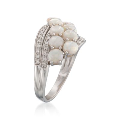 .10 ct. t.w. Diamond and Opal Ring in Sterling Silver &mdash; Alt Image 3