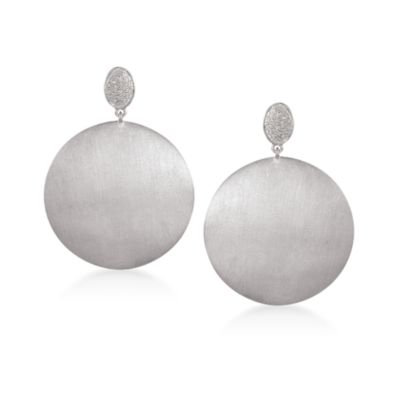 .10 ct. t.w. Diamond Brushed Disc Earrings in Sterling Silver &mdash; Alt Image 1