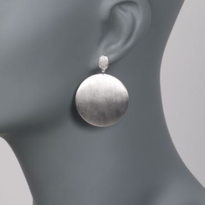 .10 ct. t.w. Diamond Brushed Disc Earrings in Sterling Silver &mdash; Alt Image 2