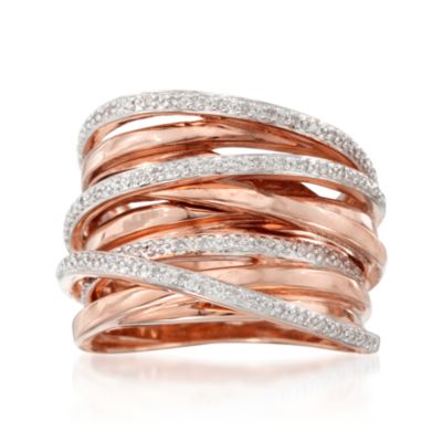 .25 ct. t.w. Diamond "Highway" Ring in 18kt Rose Gold Over Sterling Silver &mdash; Alt Image 1