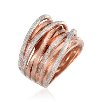 .25 ct. t.w. Diamond "Highway" Ring in 18kt Rose Gold Over Sterling Silver &mdash; Alt Image 3