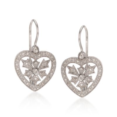 .20 ct. t.w. Diamond Heart Drop Earrings in Sterling Silver &mdash; Alt Image 1