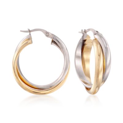 Italian Two-Tone Twist Hoop Earrings &mdash; Alt Image 1