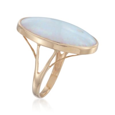 Large Faux Opal Ring in 14kt Yellow Gold &mdash; Alt Image 3