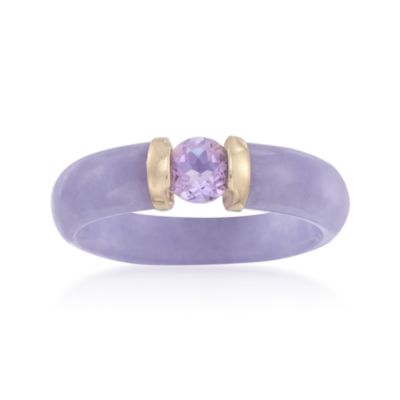 .40 Carat Amethyst and Purple Jade Stacking Ring in 14kt Yellow Gold &mdash; Alt Image 1
