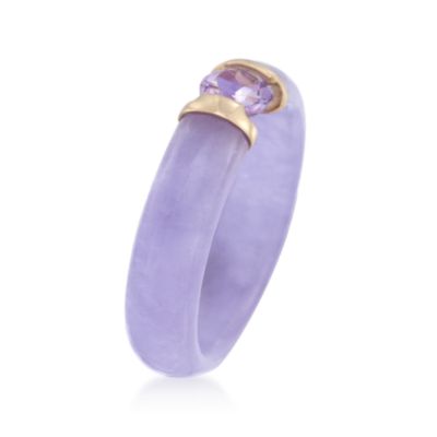 .40 Carat Amethyst and Purple Jade Stacking Ring in 14kt Yellow Gold &mdash; Alt Image 3