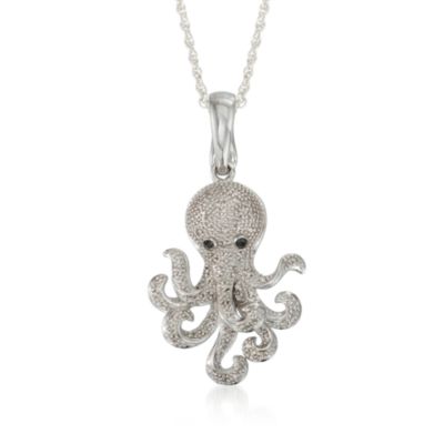 .15 ct. t.w. Diamond Octopus Pendant Necklace in Sterling Silver. 18" &mdash; Alt Image 1