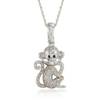 .10 ct. t.w. Diamond Monkey Pendant Necklace in Sterling Silver. 18" &mdash; Alt Image 1