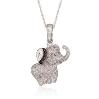 .18 ct. t.w. Diamond Elephant Pendant Slide Necklace in Sterling Silver. 18" &mdash; Alt Image 1