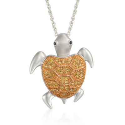 .24 ct. t.w. Yellow Diamond Turtle Pendant Necklace in Sterling Silver. 18" &mdash; Alt Image 1
