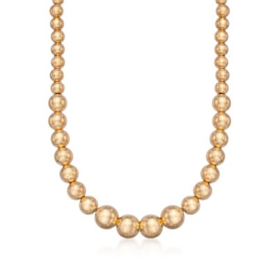 Italian 24kt Over Sterling Graduated Bead Necklace &mdash; Alt Image 1