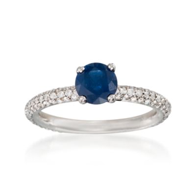 1.08 Carat Sapphire and .60 ct. t.w. Diamond Ring in 18kt White Gold &mdash; Alt Image 1