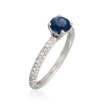 1.08 Carat Sapphire and .60 ct. t.w. Diamond Ring in 18kt White Gold &mdash; Alt Image 3