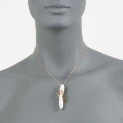 C. 1990 Vintage Cultured Baroque Pearl and Multi-Gem Pin Pendant in 14kt Yellow Gold &mdash; Alt Image 2