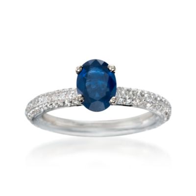 1.42 Carat Sapphire and .68 ct. t.w. Diamond Ring in 18kt White Gold &mdash; Alt Image 1