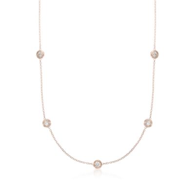 1.00 ct. t.w. Diamond Station Necklace in 14kt Rose Gold. 18" &mdash; Alt Image 1