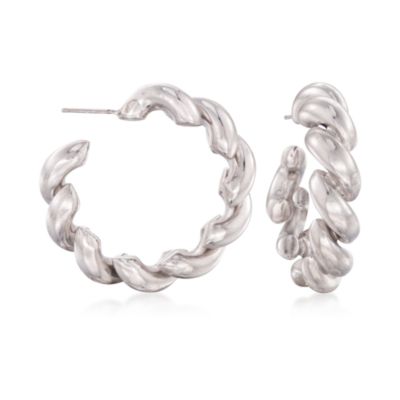 Italian Sterling Silver San Marco Hoop Earrings &mdash; Alt Image 1