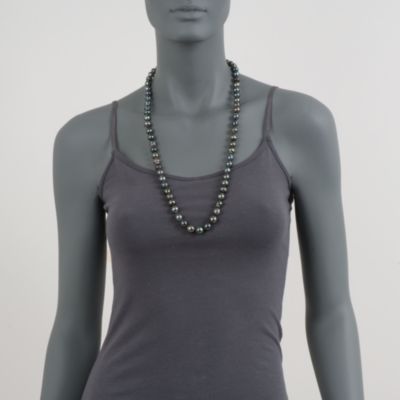 8-11mm Black Tahitian Pearl Necklace in 14kt Yellow Gold &mdash; Alt Image 3