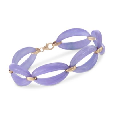 Lavender Jade Bracelet in 14kt Yellow Gold. 8" &mdash; Alt Image 1