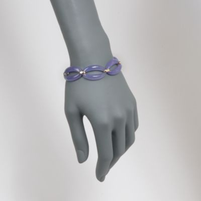 Lavender Jade Bracelet in 14kt Yellow Gold. 8" &mdash; Alt Image 2