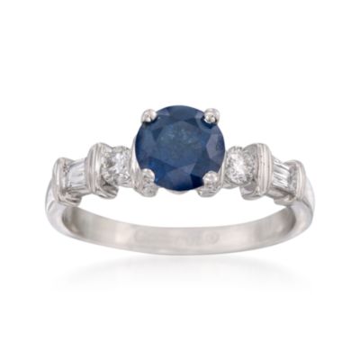 1.23 Carat Sapphire and .48 ct. t.w. Diamond Ring in 18kt White Gold &mdash; Alt Image 1