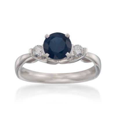 1.34 Carat Sapphire and .20 ct. t.w. Diamond 3-Stone Ring in 14kt White Gold &mdash; Alt Image 1