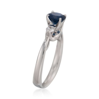 1.34 Carat Sapphire and .20 ct. t.w. Diamond 3-Stone Ring in 14kt White Gold &mdash; Alt Image 3