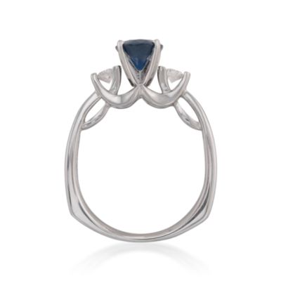 1.34 Carat Sapphire and .20 ct. t.w. Diamond 3-Stone Ring in 14kt White Gold &mdash; Alt Image 4