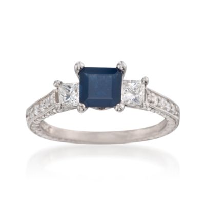 .87 Carat Sapphire and .62 ct. t.w. Diamond Ring in Palladium &mdash; Alt Image 1