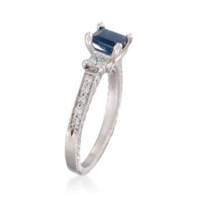 .87 Carat Sapphire and .62 ct. t.w. Diamond Ring in Palladium &mdash; Alt Image 3