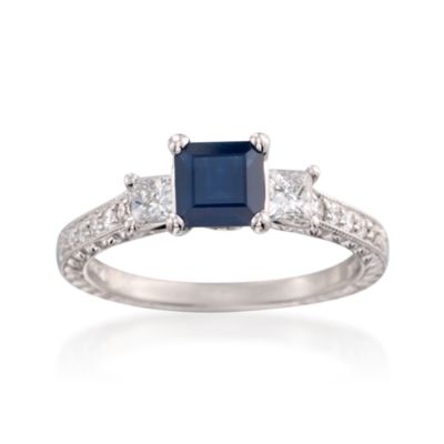 .98 Carat Sapphire and .60 ct. t.w. Diamond Ring in 19kt White Gold &mdash; Alt Image 1