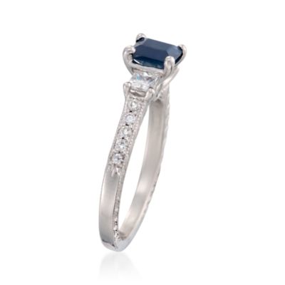 .98 Carat Sapphire and .60 ct. t.w. Diamond Ring in 19kt White Gold &mdash; Alt Image 3