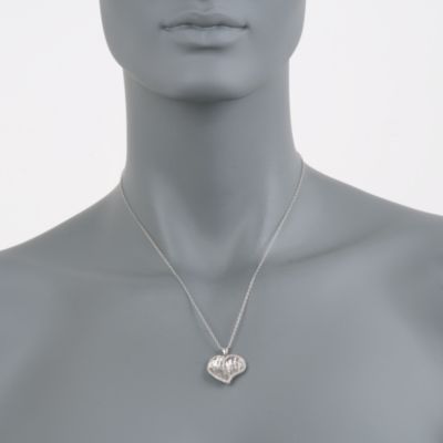 1.00 ct. t.w. Baguette and Round Diamond Heart Necklace in Sterling Silver. 18" &mdash; Alt Image 2