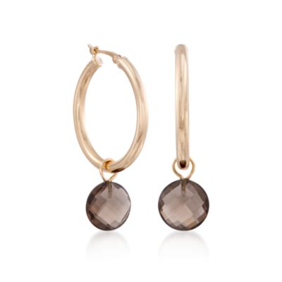 6.50 ct. t.w. Smoky Quartz Hoop Drop Earrings in 14kt Yellow Gold &mdash; Alt Image 3