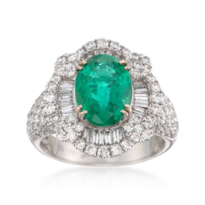 2.70 Carat Emerald and 1.80 ct. t.w. Diamond Ring in 18kt White Gold &mdash; Alt Image 1