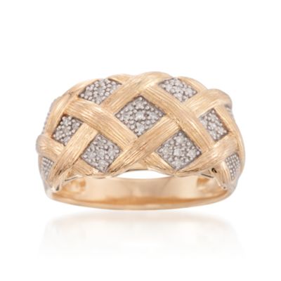 .10 ct. t.w. Diamond Textured Basketweave Ring in 18kt Over Sterling &mdash; Alt Image 1