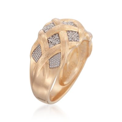 .10 ct. t.w. Diamond Textured Basketweave Ring in 18kt Over Sterling &mdash; Alt Image 3